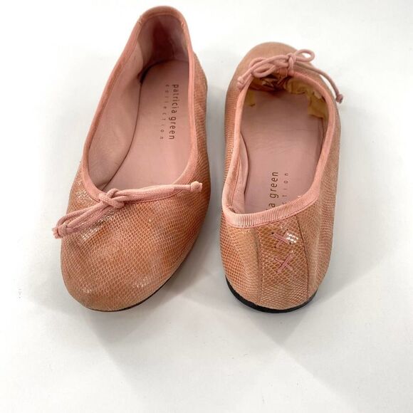 Patricia Green Ballet Flat Snake-Skin Bowtie Pink Size 7.5M - Picture 9 of 10